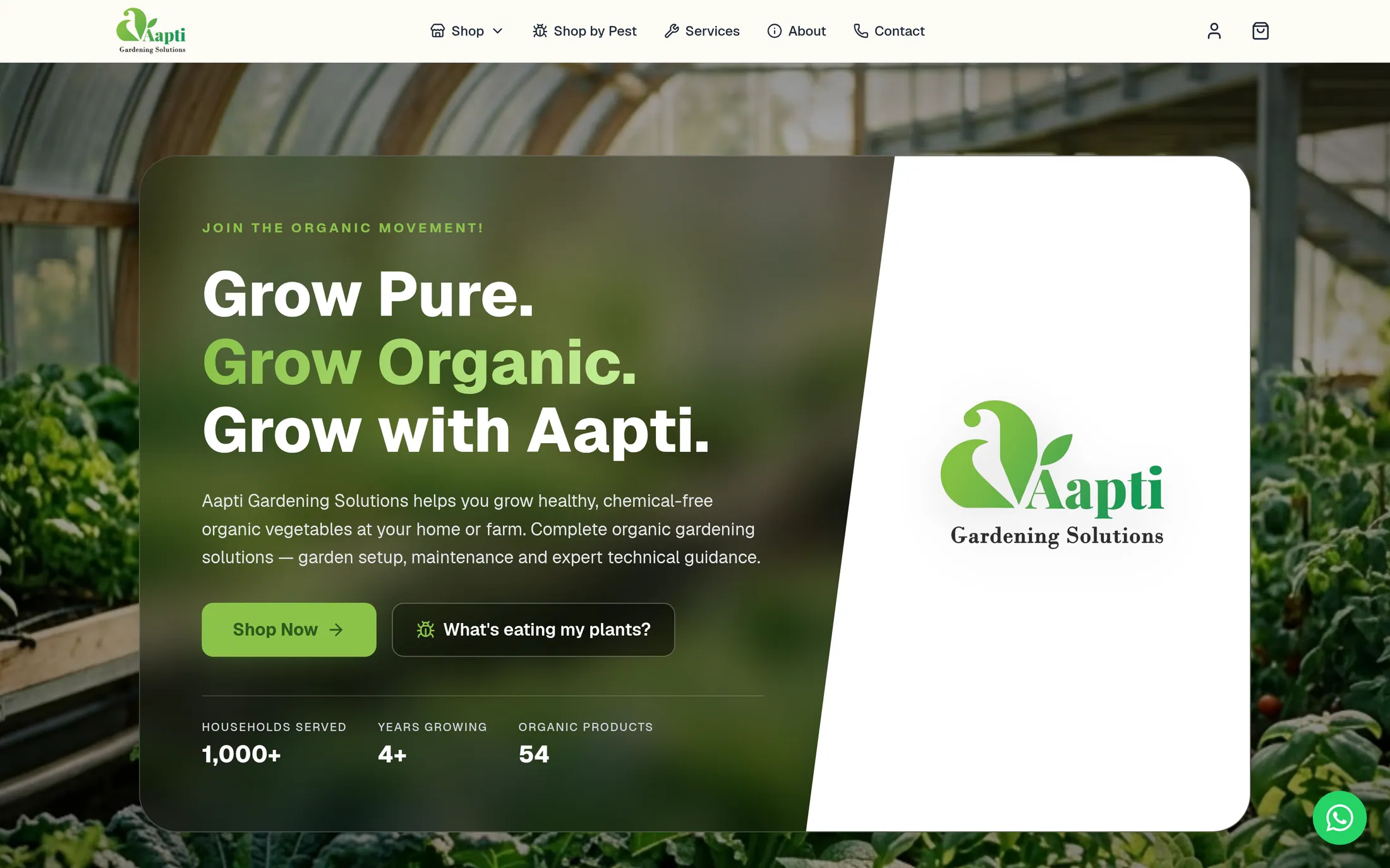 Aapti Gardening homepage shown on a desktop browser